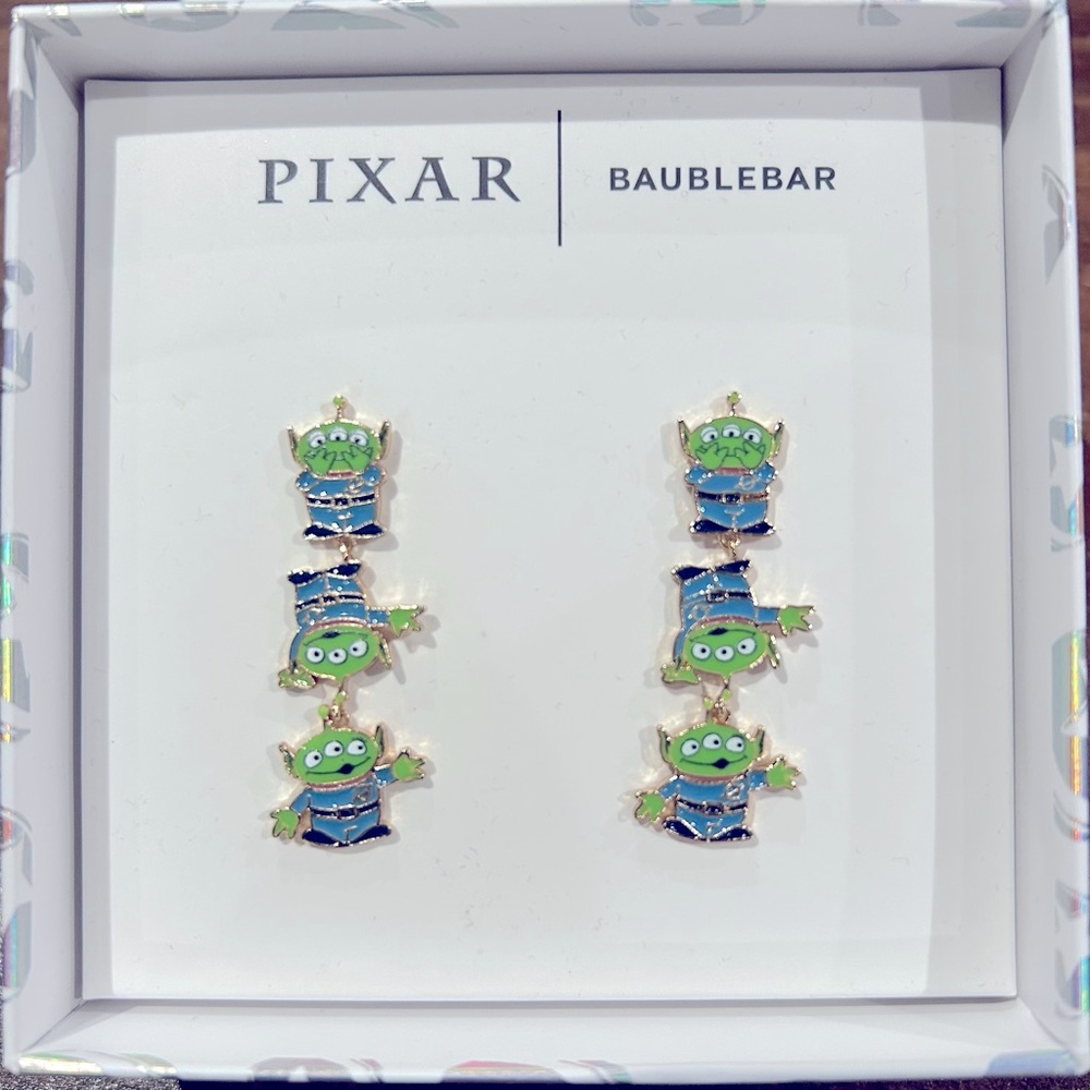 NWT BaubleBar Pixar Toy Story Alien Trio Drop Earrings